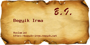 Begyik Irma névjegykártya